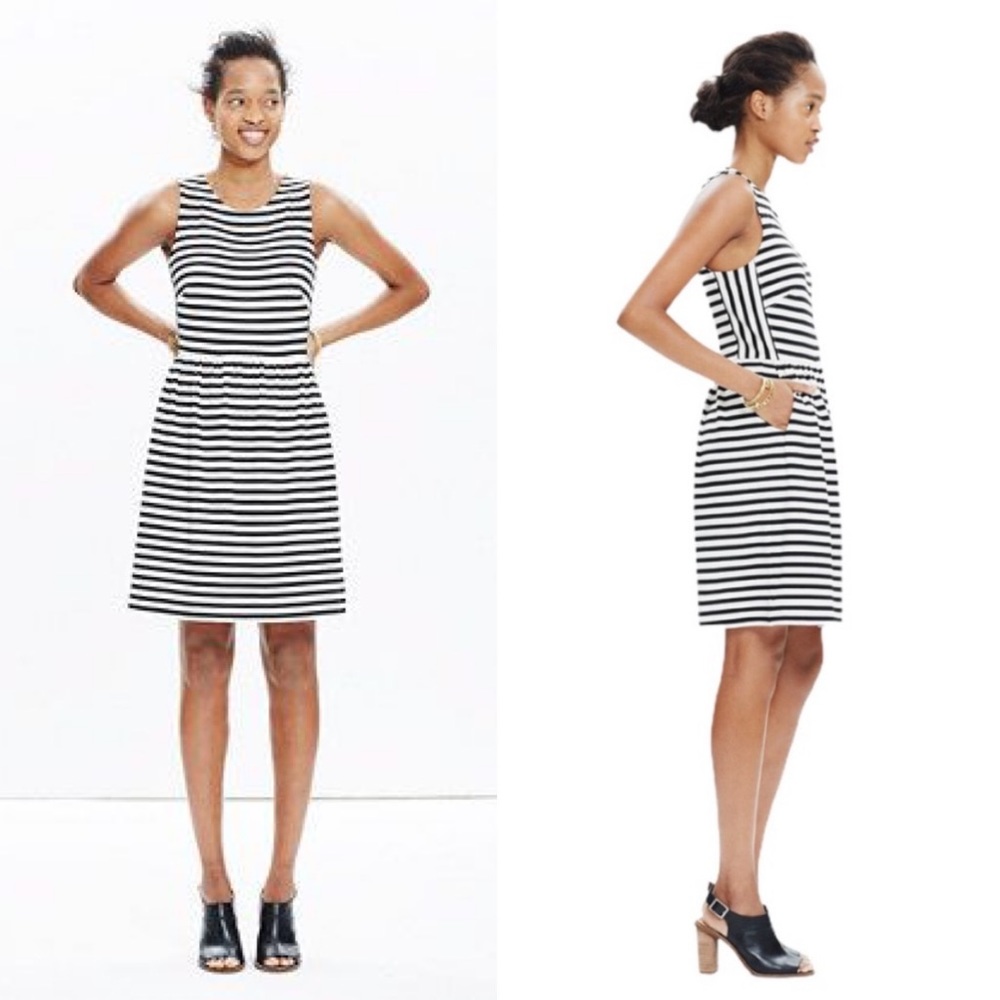 Madewell Sleeveless “Afternoon Dress”  Black and White Stripe - Size XXS